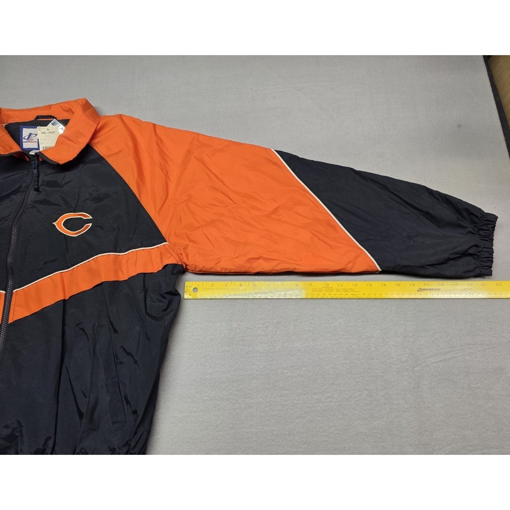 Vintage Logo Athletic Chicago Bears NFL Windbreaker Jacket Navy Orange Mens L NW - Picture 13 of 13